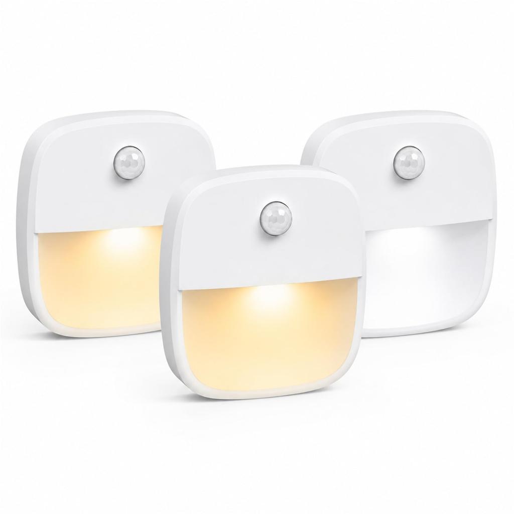 Motion Sensor Lights, Set of 3, 3000K Warm White6000K Cool White Switchable, Footlight, Bulb Color, Magnetic Mount, LED, Wireless, Automatic OnOff,