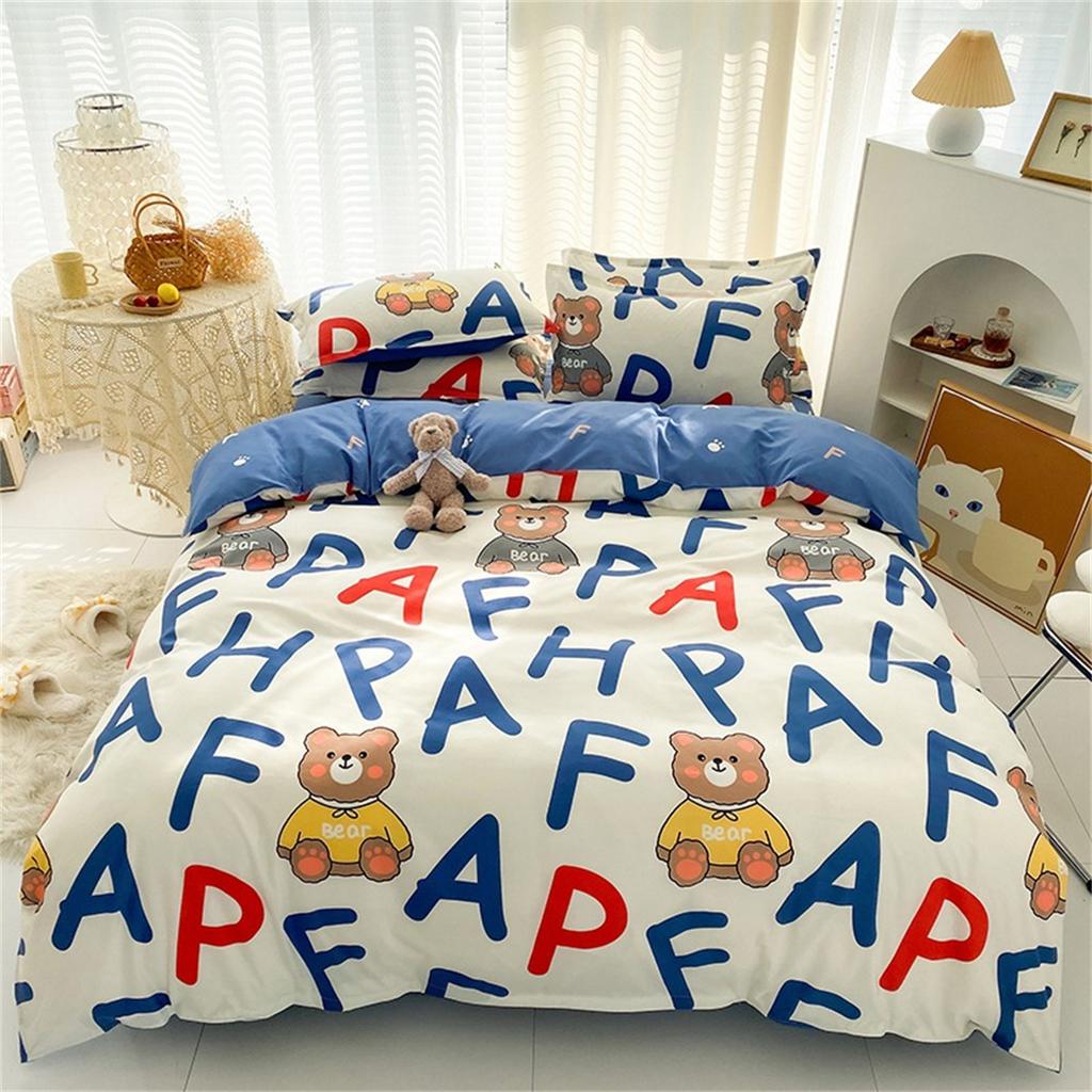 Little Bear Cute Duvet Cover Set And Pillowcase For Boy Girl Bedroom Decor, Children Gift Single Double Large Size Duvet Cover