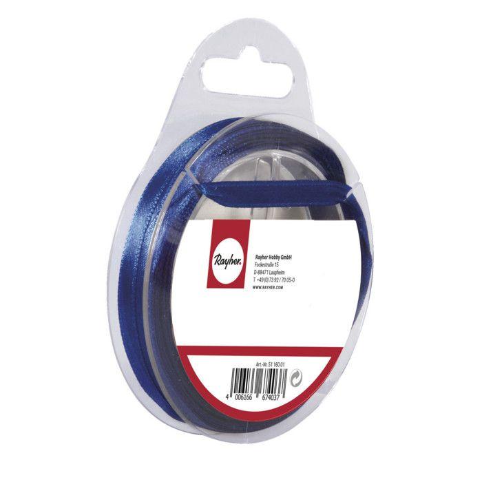 Ruban de satin, 7 mm, rouleau 10 m, bleu foncé