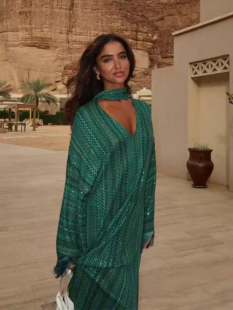 2026 Stylish European & American Women's Elegant Long Tassel Dress