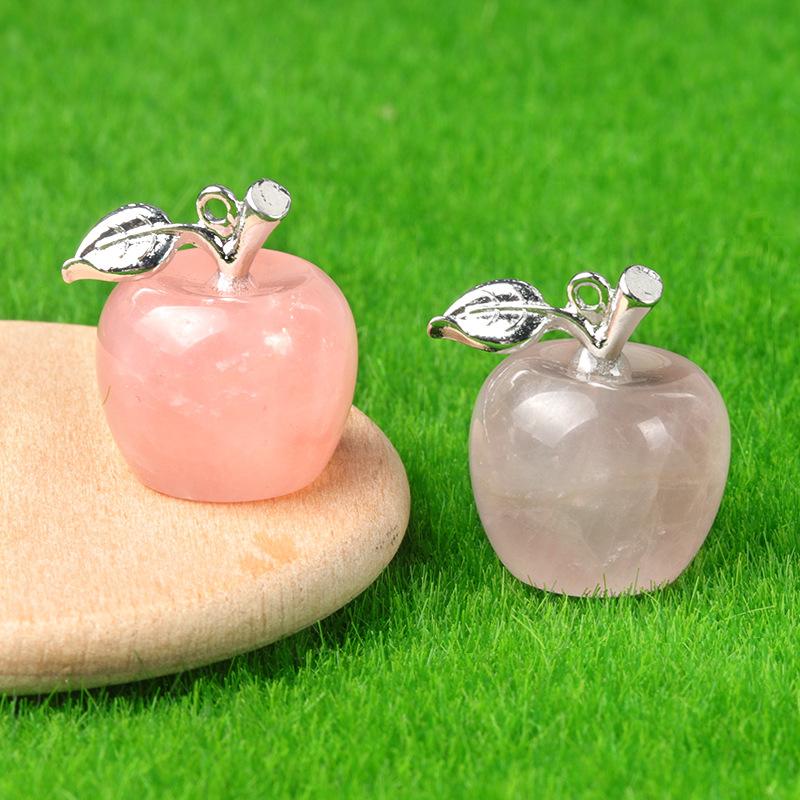 Natural Semi Precious Stone Crystal Mini Apple Pendant for DIY Pendant Thanksgiving Gifts Room Office Decoration Collectibles