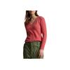 Polo Ralph Lauren Unifarben mit Logo-Stickerei V-Ausschnitt Pullover Langarm Pullover Damen Pullover 211910422-021