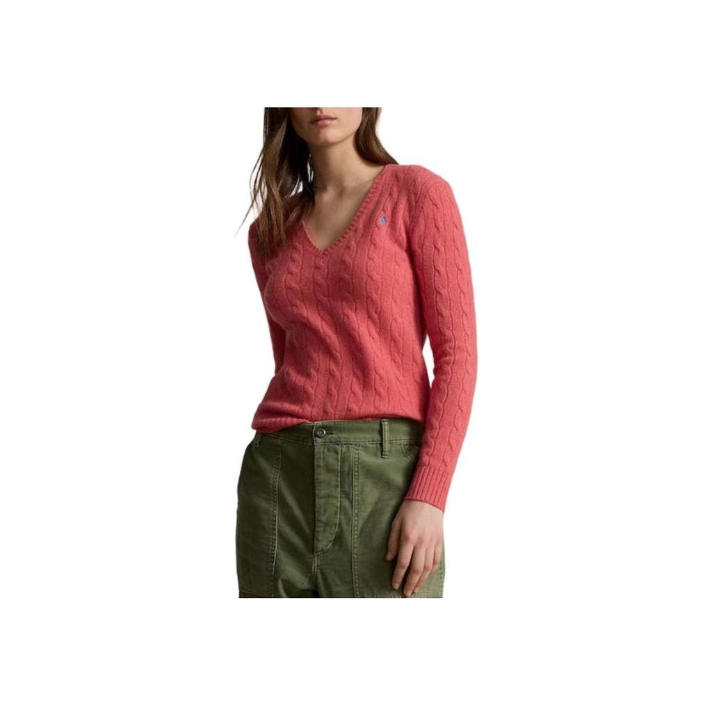 Polo Ralph Lauren Unifarben mit Logo-Stickerei V-Ausschnitt Pullover Langarm Pullover Damen Pullover 211910422-021