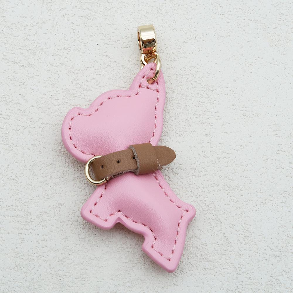 Handmade French Bulldog Genuine Leather Keychain with Anti-Lost Woven Rope Lanyard.