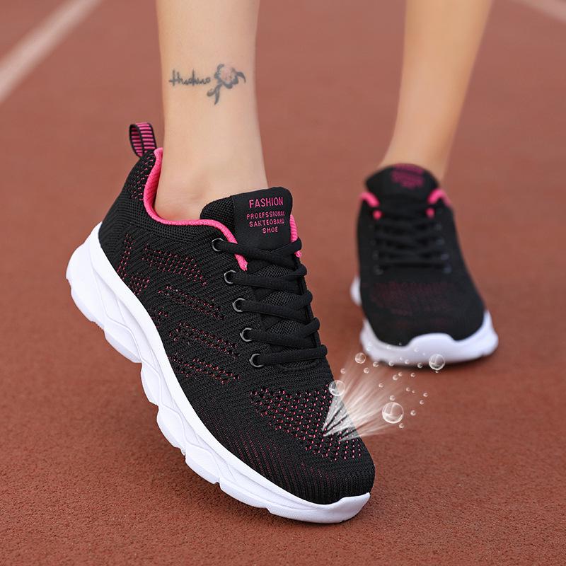 Damskie lekkie sneakersy z siateczki: Wiosenne Casualowe Antypoślizgowe Miękka Podeszwa Płaski Obcas Buty do Biegania