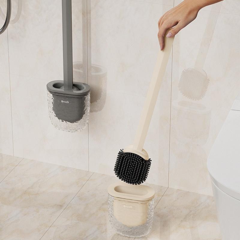 Toilet Brush Toilet Brush Wall-mounted Long Handle Silicone Cleaning Brushes for Bathroom