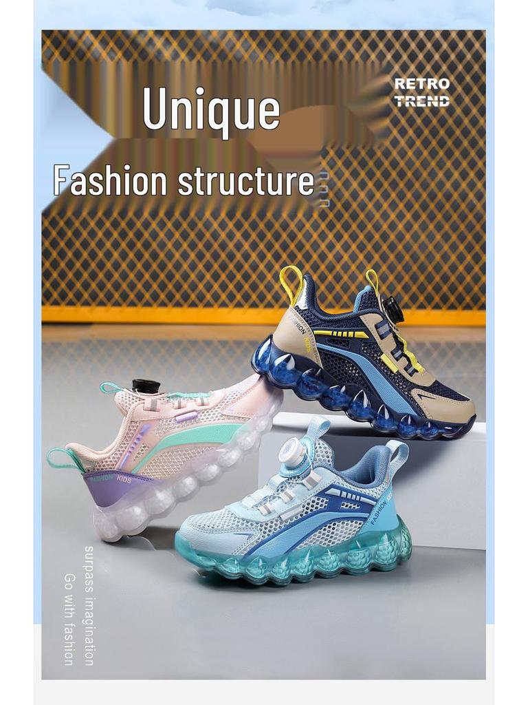 Scarpe da Corsa Traspiranti in Rete per Bambini - Unisex, Ammortizzazione ad Aria, Suola Morbida, Design alla Moda per la Primavera, Adatte a Bambini di Mezza Età e Grandi