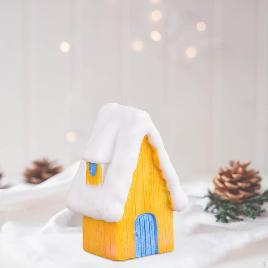 Mini Christmas Miniature Ornament Village House Figurines Xmas Hanging Figures Resin Statue for