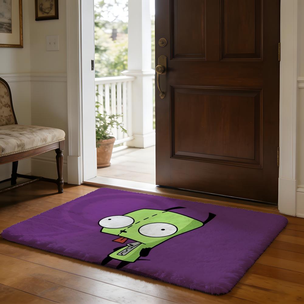 LInvader Zim Anime Floor Mat Soft Flannel Absorbent Mat Non-Slip Rug Home Bedroom Bathroom
