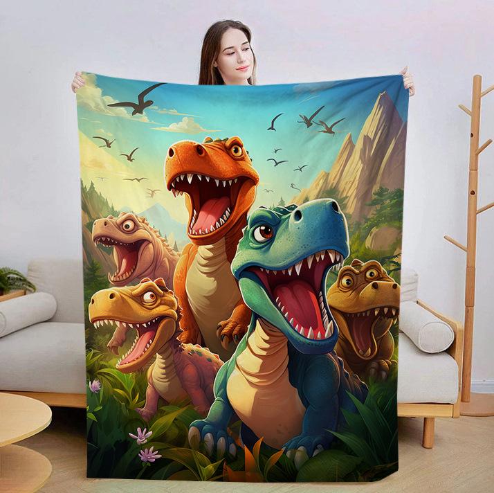 Exkluzivní flanelová deka s dinosaury - Digitální potisk & Potah na klimatizaci