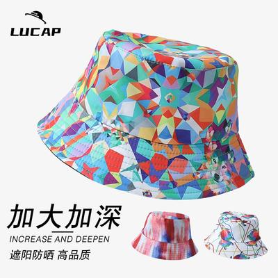 Bucket Hat Women Wear Sunshade Big Head Circumference Basin Hat Plain Face Cover Versatile Sunscreen Fashion Basin Hat