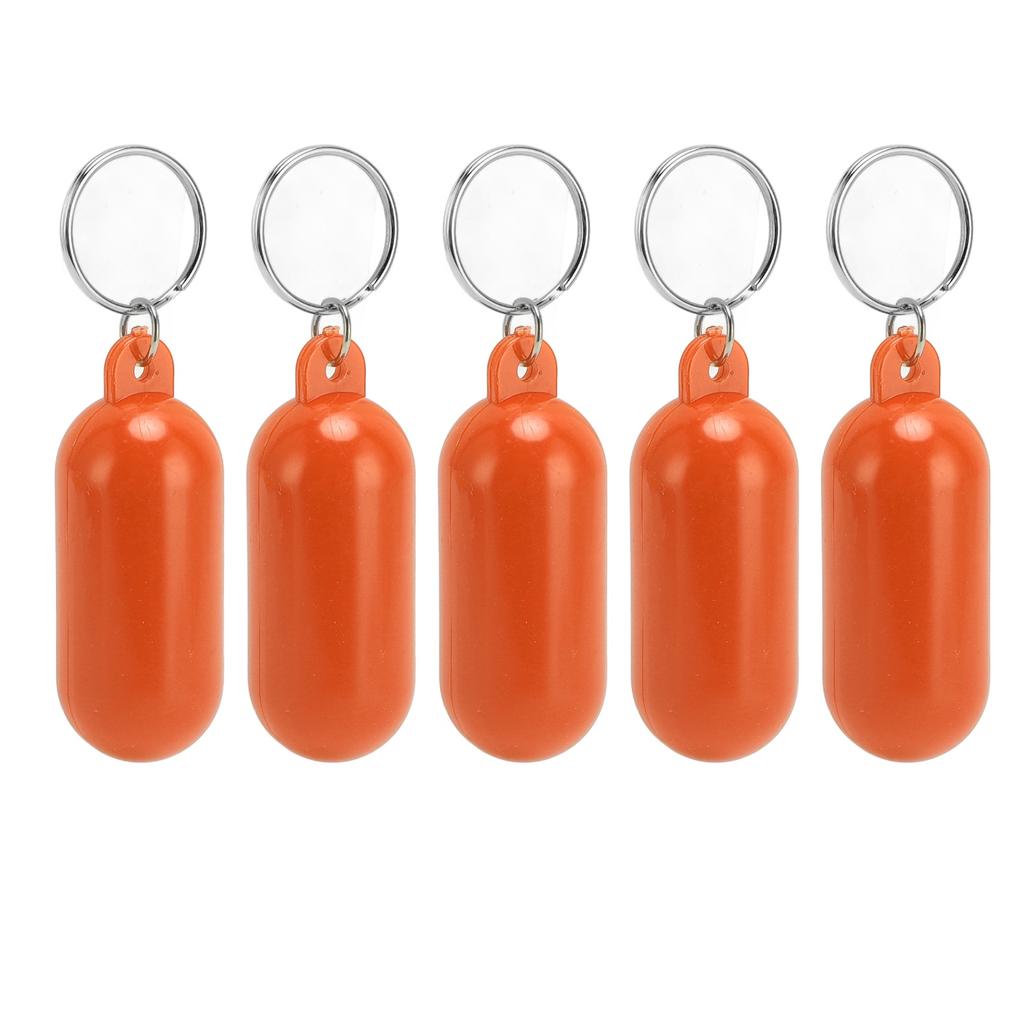 5Pcs Plastic Key Float Floats Keychain Floating Key Chain for Swimming Beach Outings Water Sports Orange
