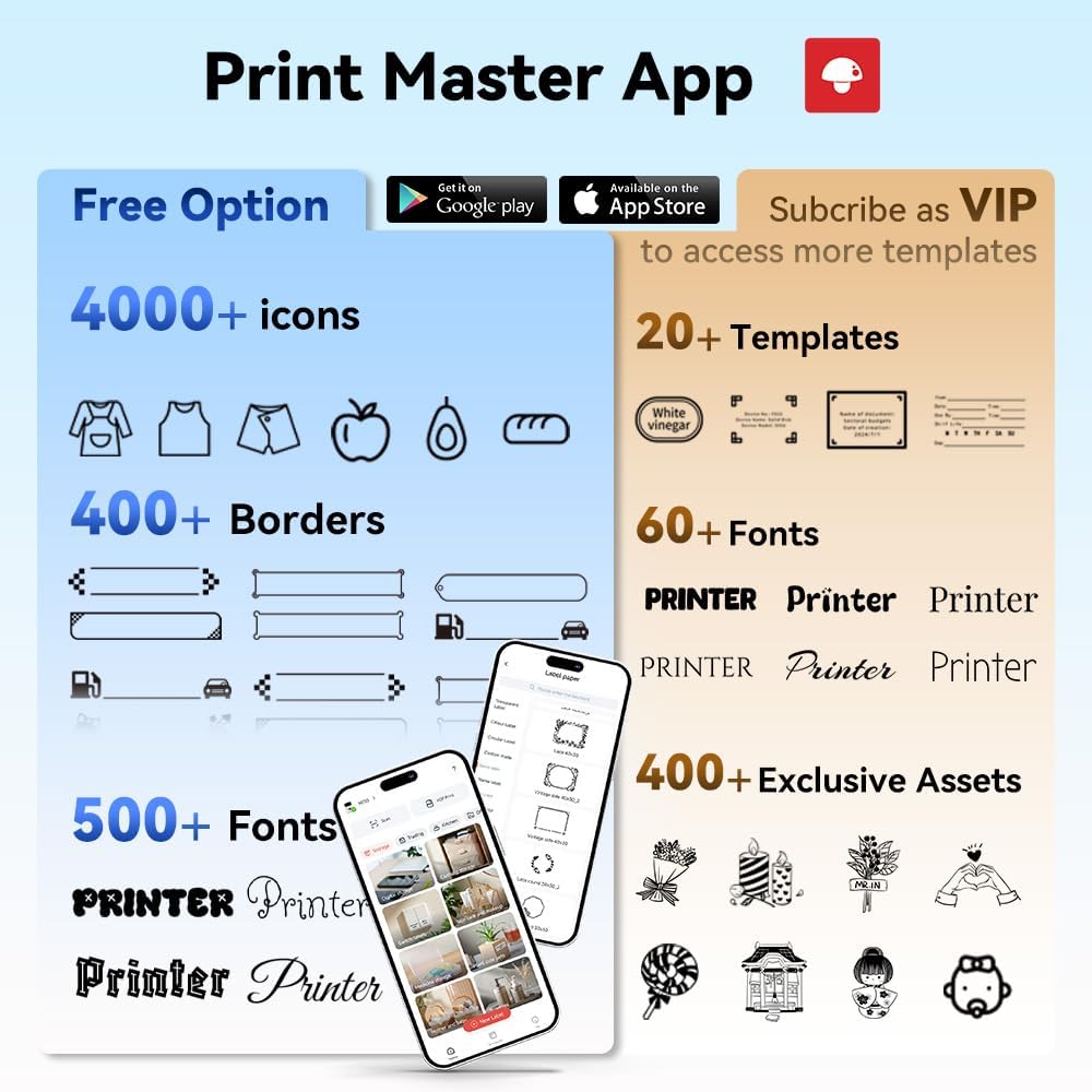 Phomemo M221 Label Maker, New Upgraded 3 Inch Bluetooth Thermal, Easier & More Stable, for Product, Address, Barcode, Small Business, Portable Label