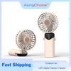 Mini draagbare USB-ventilator, draagbare stille kleine ventilator met slimme LED-digitaal display, opvouwbare oplaadbare ventilator met 6 snelheden