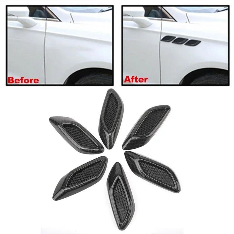 

6 шт. Универсальные воздухозаборники на капот для большинства автомобилей, боковые наклейки из углеродного волокна, наружные аксессуары
