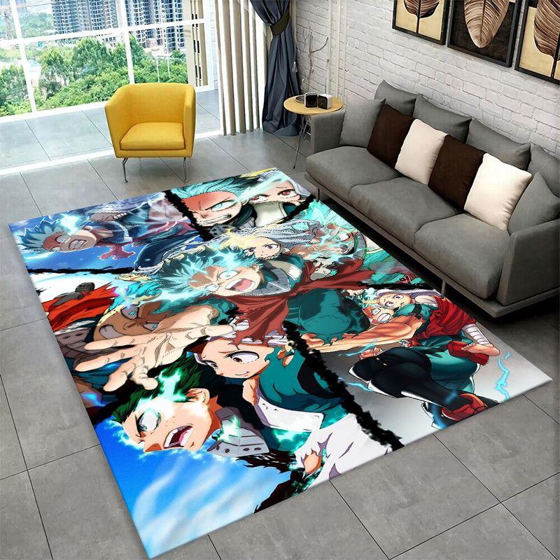 Cartoon My Hero Academia Deku Bakugou Anime Carpet Rug for Bedroom Living Room Sofa Doormat Home Decor,Kid Area Rug Non-slip