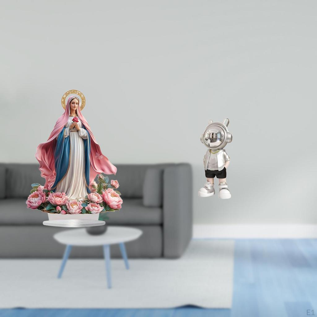 Nativity Scene Sculpture Acrylic Ornament Table Centerpiece Astronaut Statue Desktop Figurine with