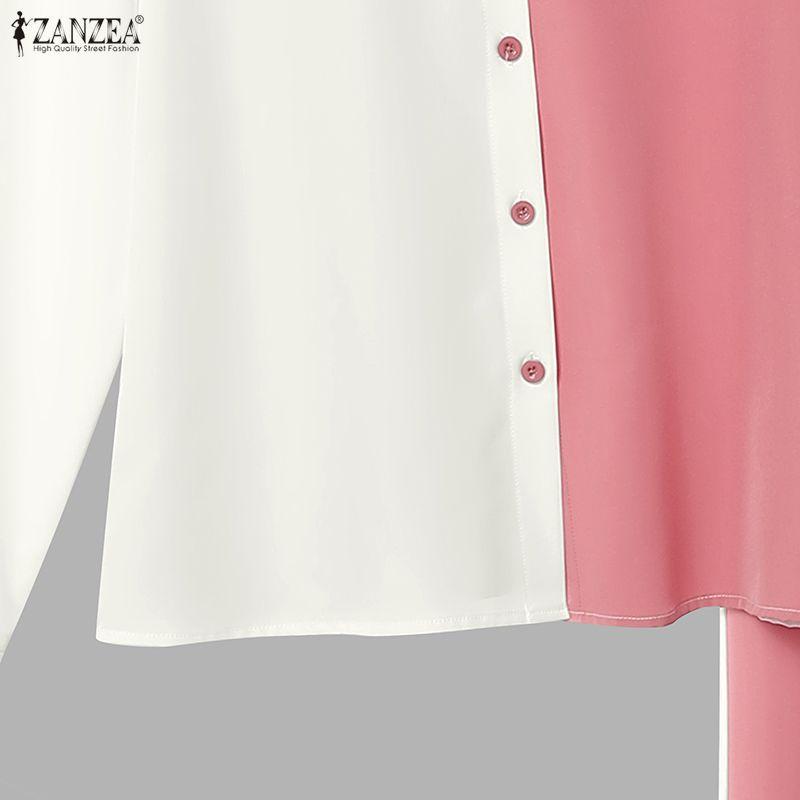 ZANZEA Women Long Sleeve Blouse and Long Pants Casual Two Piece Suit Sets