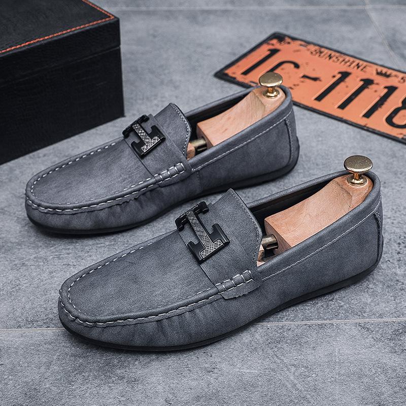 

Doudou Shoes Men s 2025 Summer New Lazy Casual Leather Shoes One Pedal Loafers Business Popular Shoes 44