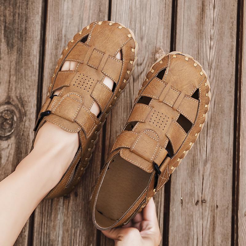 Summer Black/brown Slippers Mens Hot Sale Sandals Fashion Casual Sandals Beach Shoes Walking Sandalias Handmade Cool Flat Shoes