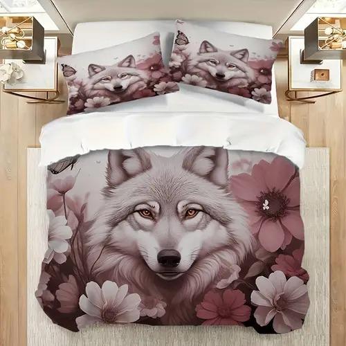 

Wolf Duvet Cover Duvet Cover With Wolf Pattern Suitable For Children Boys Girls And Adults Soft Warm Comfortable And Breathable EU Single(135*200cm)3pcs