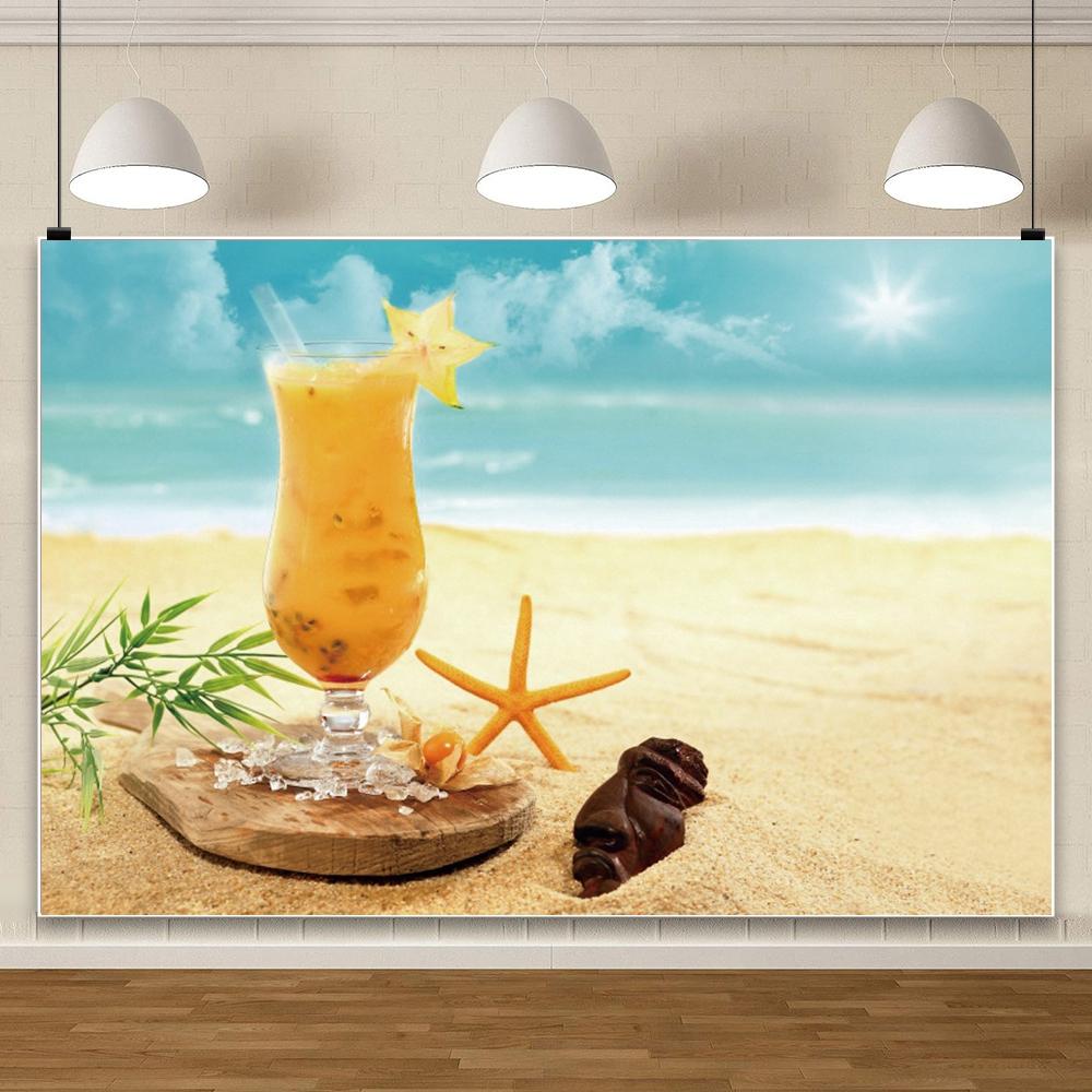 Decorazione Sfondo Spiaggia Tropicale Conchiglia Stella Marina Vacanza Estiva Per Festa in Piscina Sfondi Per Fotografie