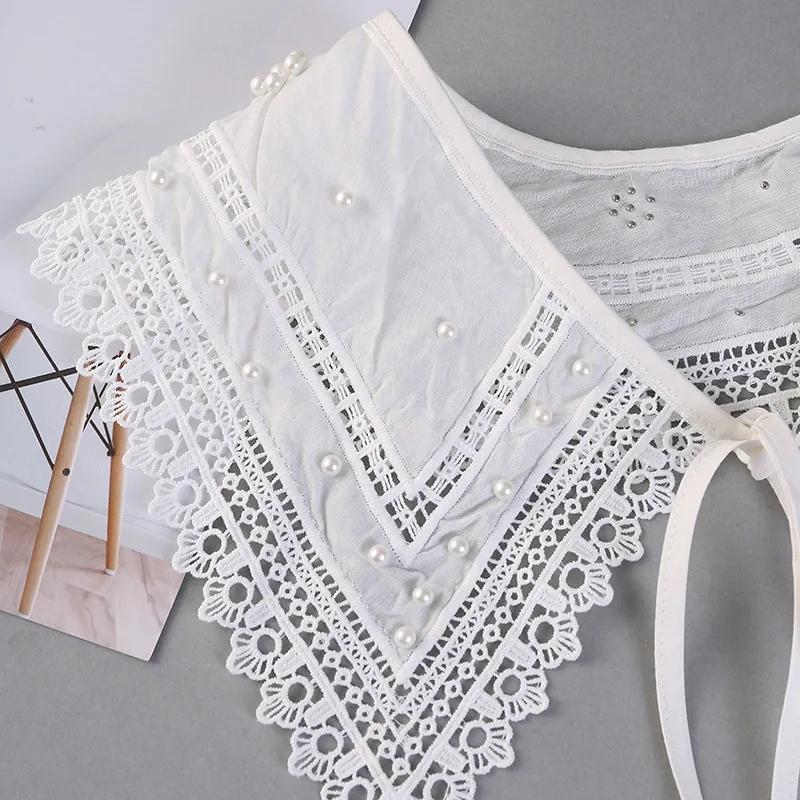 Fashion Lace Hollow Fake Collar Shawl Wrap Girls Doll Collar Detachable Shirt Collar Women Vintage Half Shirt Necklace Shawl