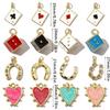 Pack of 3 Heart/Horseshoe/Dices Poker Card Pendants Accessories for Necklace and Earrings Copper Jewelry Components