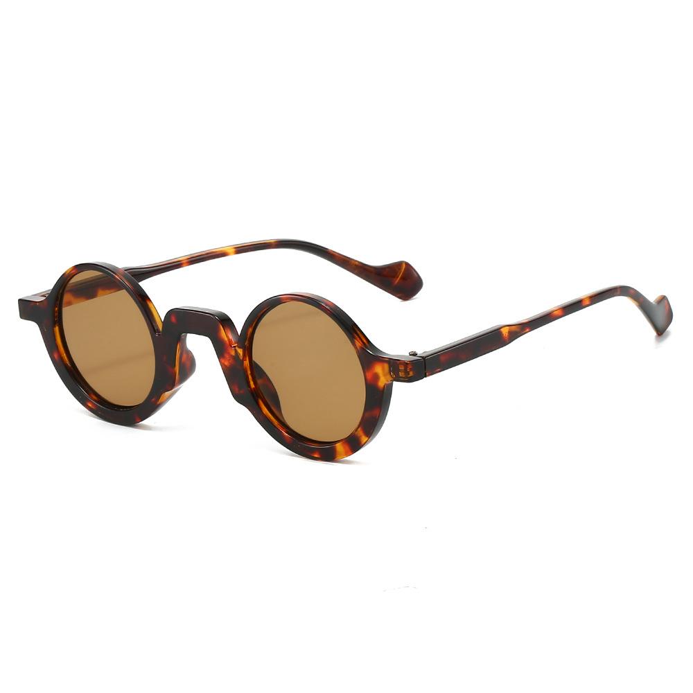 Ins Retro Round Leopard Print Sunglasses Y2K Personality Irregular Frame UV400 Protection Unisex Fashion Shades