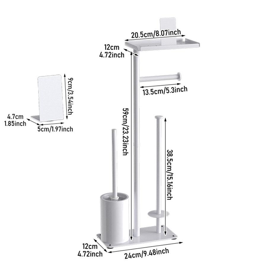 Toilet toilet floor standing paper holder with toilet brush storage tray magnetic suction bracket multifunctional vertical paper