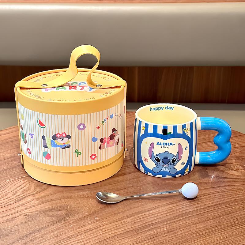 Vysoce hodnotný roztomilý hrnek s Medvídkem Pú pro pár, keramický pohár na vodu, dětský hrnek na mléko a kávu, dárek k narozeninám, dárková krabička