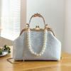 Vintage Classic Lace Wedding Bag With Beads Shell Lock Women's Chain Shoulder Crossbody Handbag