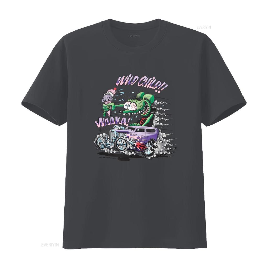 Unisexs Ed Big Daddy Roth Rat Fink Wild Child Hot Rod White Cotton T Shirt S XL vintage Washed streetwear graphic