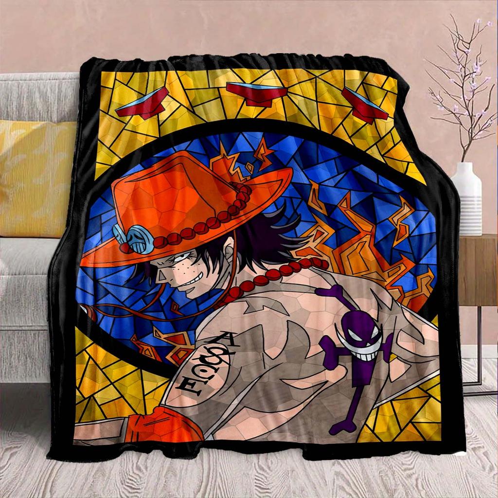 One Piece Anime Flannel Blanket - Soft Warm Perfect for Sofa, Bedding Camping Travel Office Home Decor -QJY