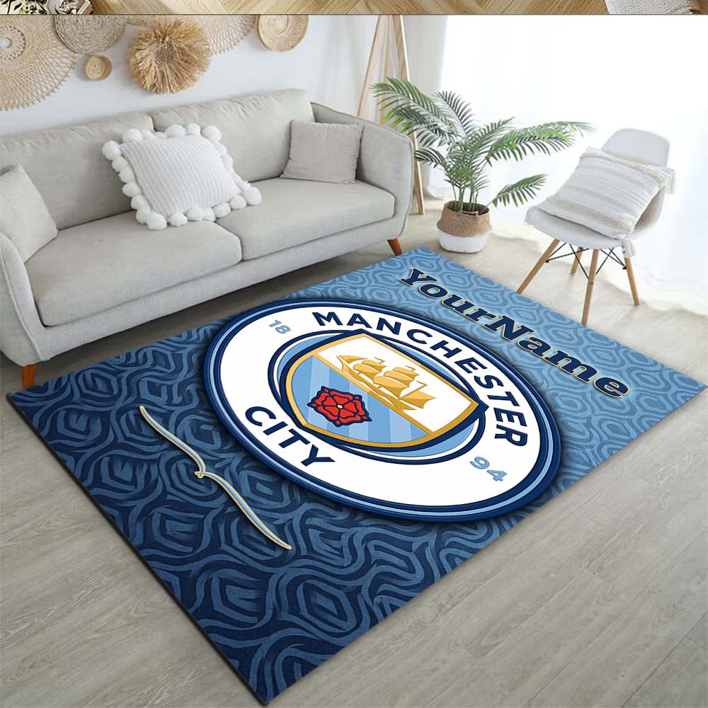 Manchester City Personalized Name Carpet Suitable for Decorate room Playrooms Kitchen Study room Anti-slip Rug Decorate Offices
