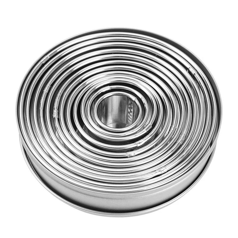 

12 шт. набор из нержавеющей стали для выпечки торта, круглые формы для теста, помадки, печенья, круглые многофункциональные принадлежности для выпечки