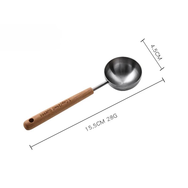 1pc Stainless Steel Measuring Spoon, Wooden Handle Milk Powder Spoon, Non-Stick Powder and Non-Rust Seasoning Measuring Spoon