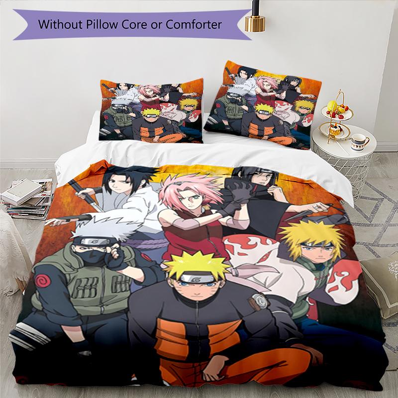 3pcs NARUTO (2) Design Cover Set - HD Printed Bedding with 1 Cover and 2 Pillowcases - Perfect for Home and Dorm Decor