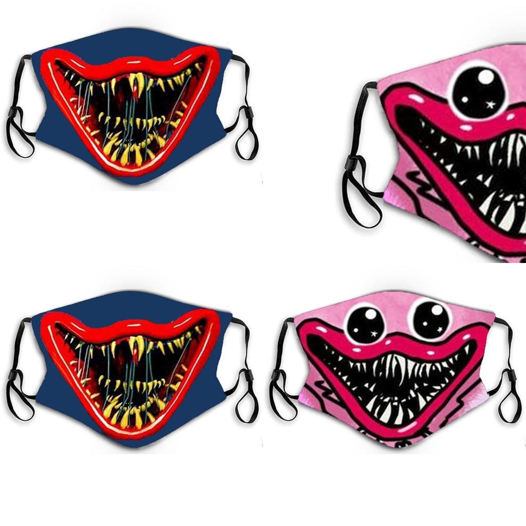 Masca de Față din Bumbac de Halloween Poppy Playtime Huggy Wuggys Pentru Adulți, Ajustabilă, Respirabilă