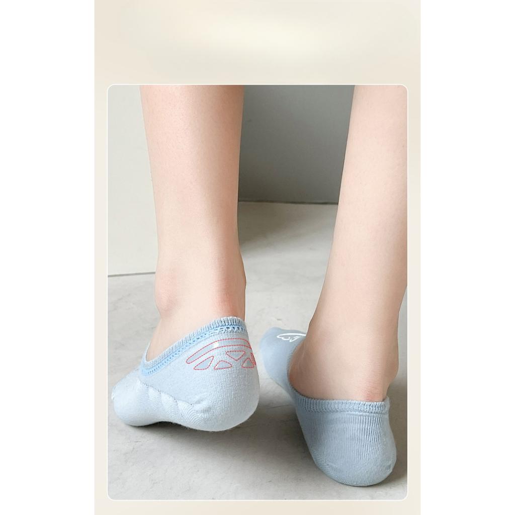 Calcetines de Barco de Osito de Dibujos Animados para Mujer Finos Antideslizantes de Silicona Talón Antideslizante Calcetines Invisibles para Mujer Verano Sencillos Boca Baja Calcetines Cortos