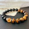 Retro Natural Tiger'S Eye Stone Black Agate Citrine Bracelet Maillard Style Bracelet.