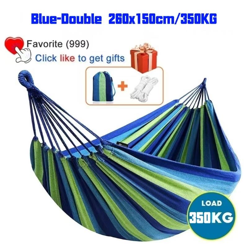 1Set Outdoor Canvas Camping Hammock Anti Rollover Portable Thicken Fabric Single/Double Hammock With Carry Bag For Patio