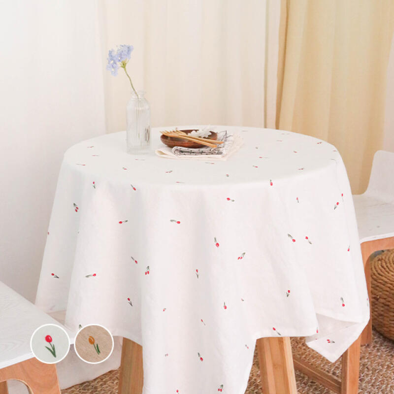 Little Tulip Cotton Linen Tablecloth - 2 Colors (Seats 4) Yellow
