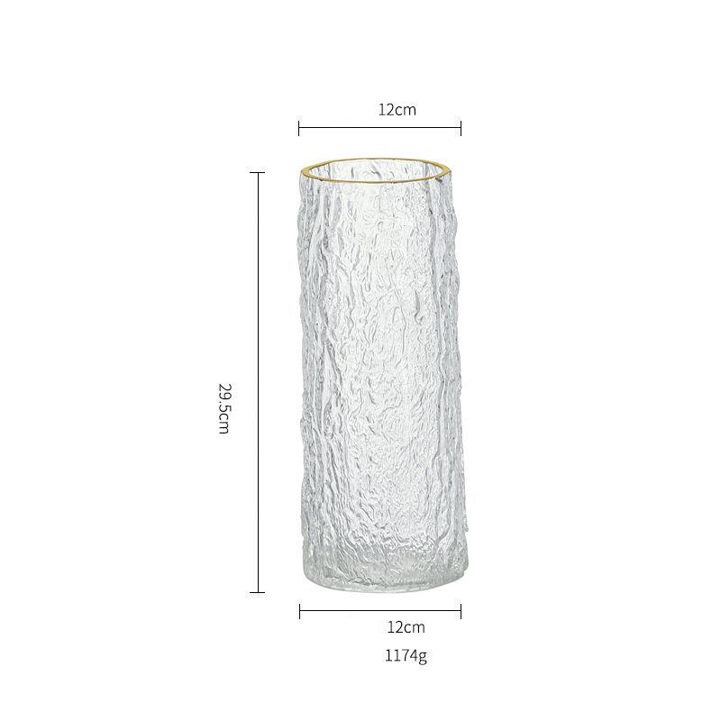 Rock Ice Patterned Glass Vase Flower Arrangement Ornaments Home Livingroom Tea Table Accessories Hotel Office Desktop Decoration