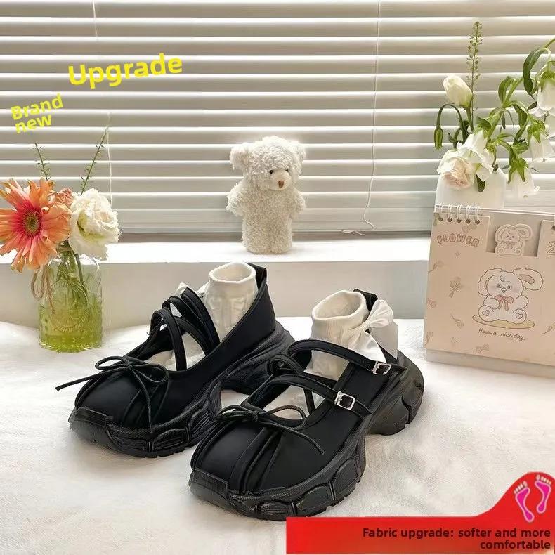 Módní černé všestranné boty s vysokou platformou pro ženy 2025 nové jaro a podzim francouzský styl