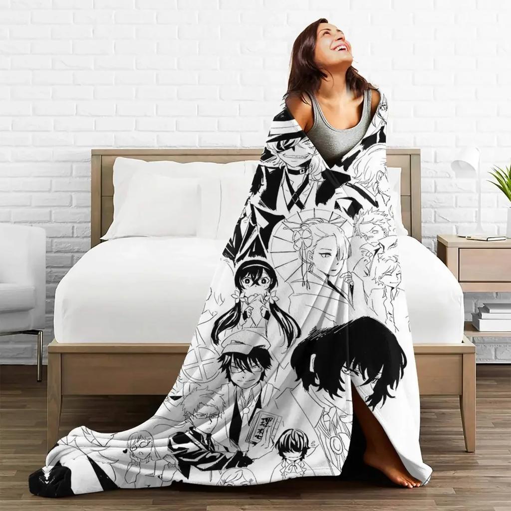 Bungou Stray Dogs Anime Manga Deken Velvet Dazai Osamu Lichtgewicht Worpdekens voor Vliegtuigreizen Slaapkamer Quilt