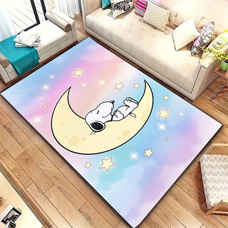 Cute Snoopy print decorative rug, perfect for home, bedroom, bedside, or office use, including swivel chairs.