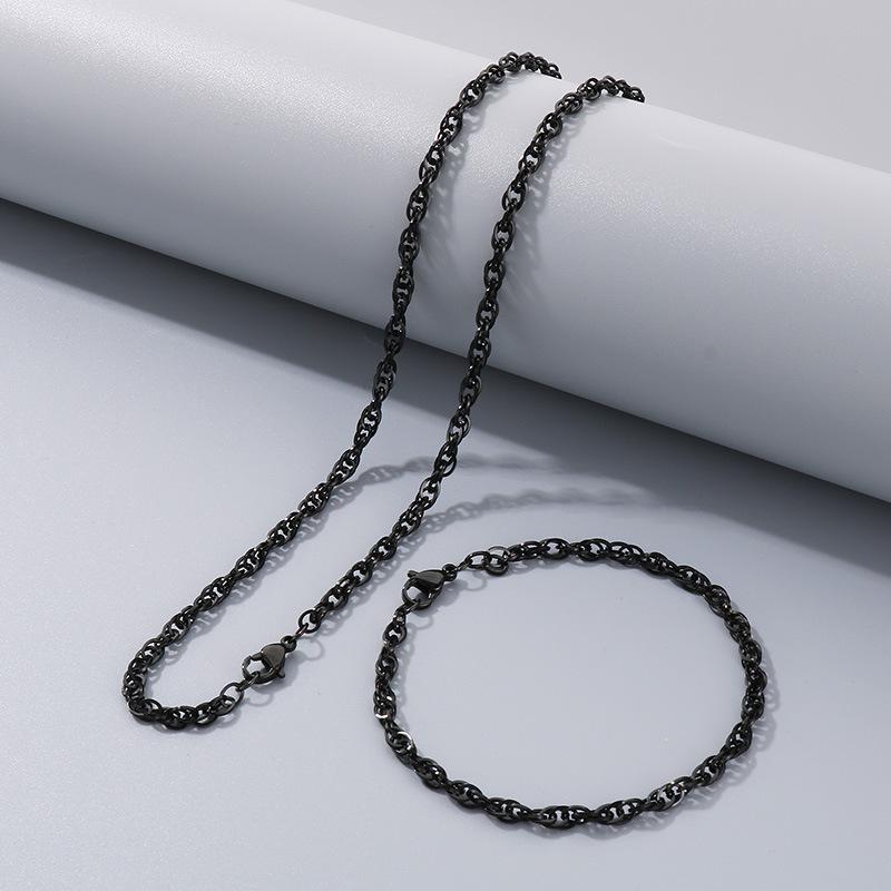 Commuter Plain Chain, Trendy Nightclub Multi-Size Plain Weave Twist Chain, Titanium Steel Men'S And Women'S Necklace.