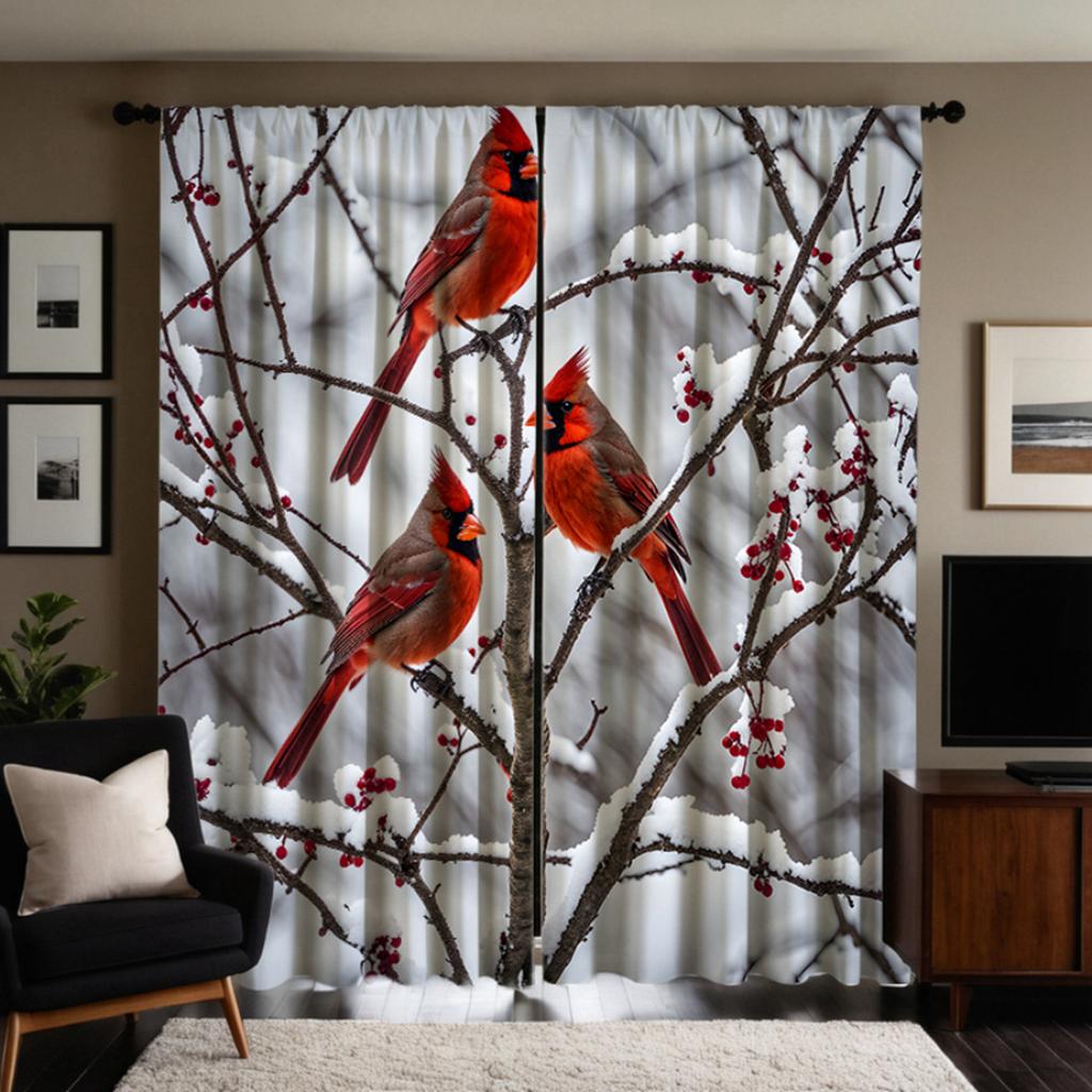 2 kusy HD sněhové větve Straka dekorativní závěs bílá stuha digitálně potištěný závěs bytový dekorační styl dekorace obývací ro