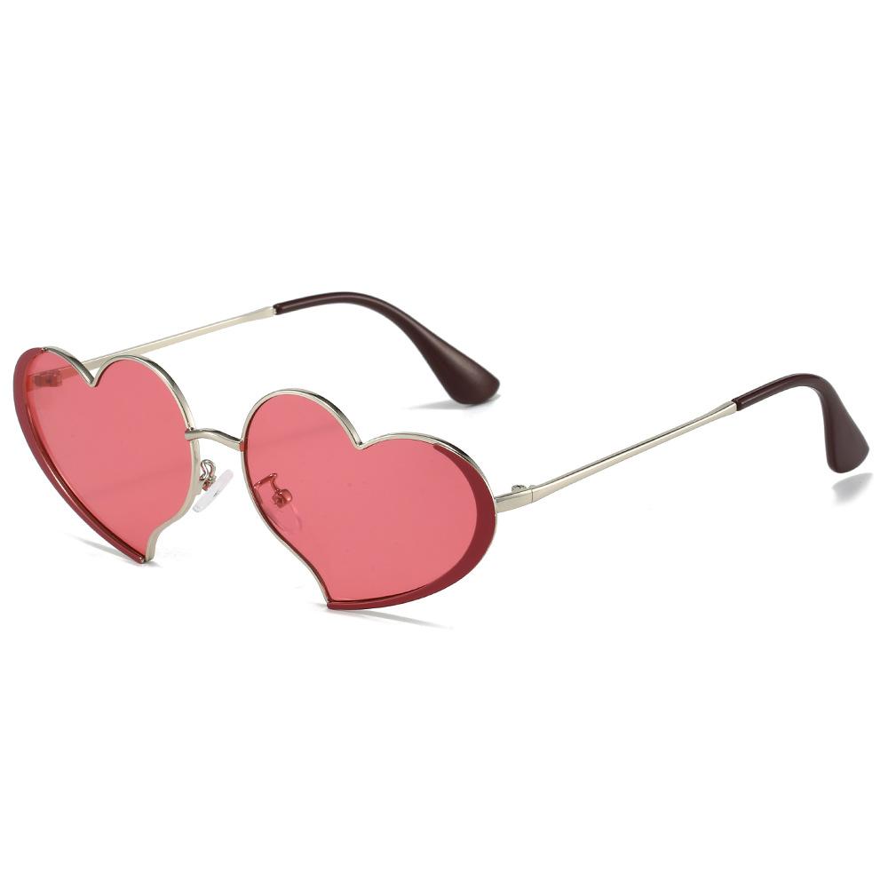 European and American Personalized Metal Fashion Heart-Shaped Glasses Sweet and Cute Women's Love Sunglasses